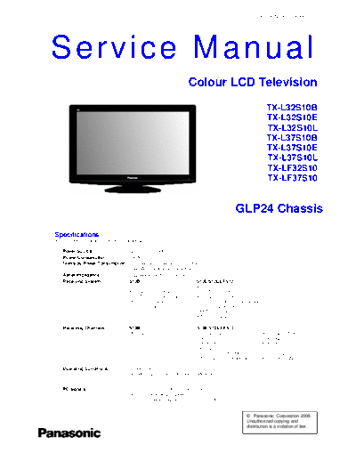 panasonic GLP24 TX-L32S10B TX-L32S10E TX-L32S10L TX-L37S10B TX-L37S10E TX-L37S10L TX-LF32S10 TX-LF37S10  panasonic LCD GLP24 TX-L32S10B TX-L32S10E TX-L32S10L TX-L37S10B TX-L37S10E TX-L37S10L TX-LF32S10 TX-LF37S10.pdf