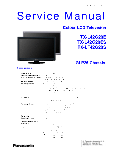 panasonic GLP25 TX-L42G20E TX-L42G20ES TX-LF42G20S  panasonic LCD GLP25 TX-L42G20E TX-L42G20ES TX-LF42G20S.pdf