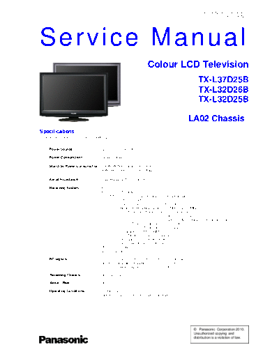 panasonic LA02 TX-L37D25B TX-L32D26B TX-L32D25B  panasonic LCD LA02 TX-L37D25B TX-L32D26B TX-L32D25B.pdf