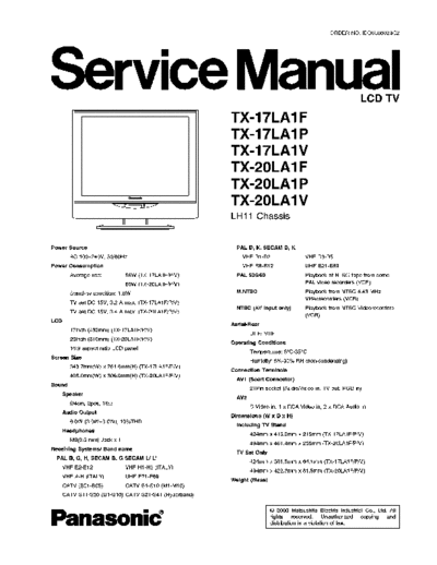 panasonic LH11 TX-17LA1F TX-17LA1P TX-17LA1V TX-20LA1F TX-20LA1P TX-20LA1V  panasonic LCD LH11 TX-17LA1F TX-17LA1P TX-17LA1V TX-20LA1F TX-20LA1P TX-20LA1V.pdf