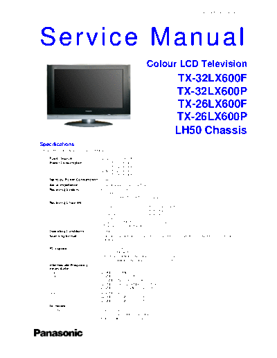 panasonic LH50 TX-32LX600F TX-32LX600P TX-26LX600F TX-26LX600P  panasonic LCD LH50 TX-32LX600F TX-32LX600P TX-26LX600F TX-26LX600P.pdf