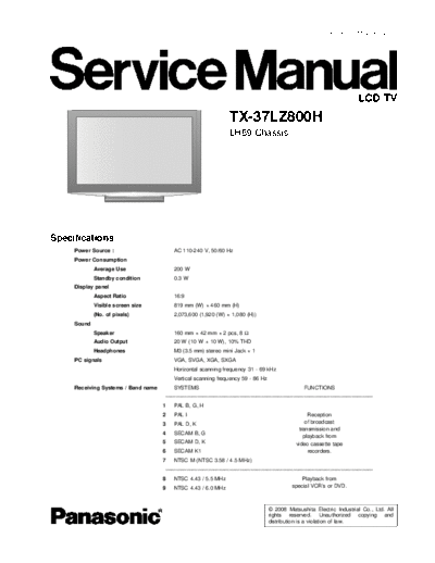 panasonic LH69 TX-37LZ800H  panasonic LCD LH69 TX-37LZ800H.pdf