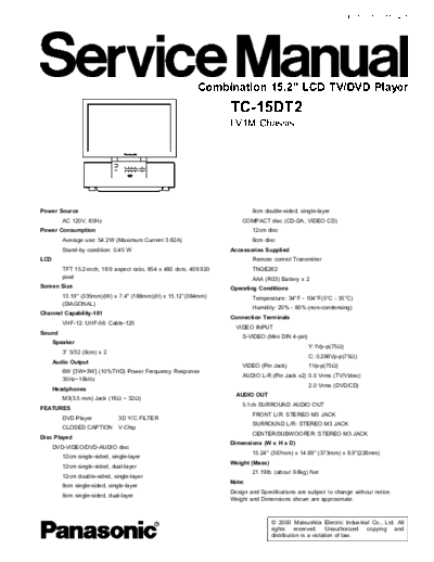 panasonic LV1M TC-15DT2  panasonic LCD LV1M TC-15DT2.pdf