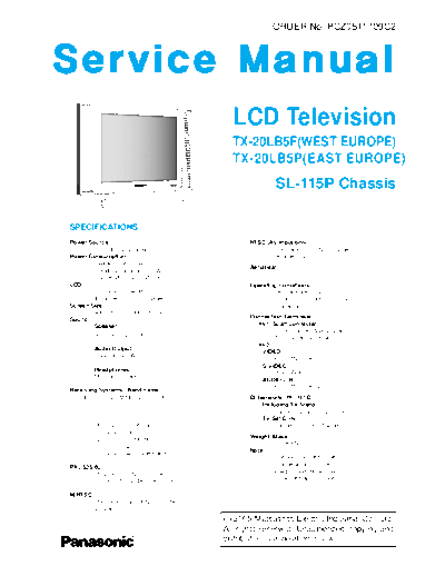 panasonic SL-115P TX-20LB5F TX-20LB5P  panasonic LCD SL-115P TX-20LB5F TX-20LB5P.pdf