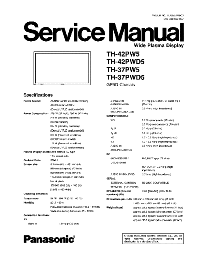 panasonic GP5D TH-42PW5 TH-42PWD5 TH-37PW5 TH-37PWD5  panasonic PDP GP5D TH-42PW5 TH-42PWD5 TH-37PW5 TH-37PWD5.pdf