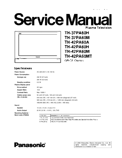panasonic GP9DE TH-37PA60H TH-37PA60M TH-42PA60A TH-42PA60H TH-42PA60M TH-42PA60MT  panasonic PDP GP9DE TH-37PA60H TH-37PA60M TH-42PA60A TH-42PA60H TH-42PA60M TH-42PA60MT.pdf