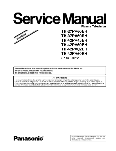 panasonic GP9DE TH-37PV60EH TH-37PV60RH TH-42PV45EH TH-42PV60EH TH-42PV62EH TH-42PV60RH  panasonic PDP GP9DE TH-37PV60EH TH-37PV60RH TH-42PV45EH TH-42PV60EH TH-42PV62EH TH-42PV60RH.pdf