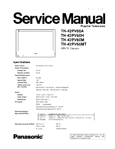 panasonic GP9DE TH-42PV60A TH-42PV60H TH-42PV60M TH-42PV60MT  panasonic PDP GP9DE TH-42PV60A TH-42PV60H TH-42PV60M TH-42PV60MT.pdf