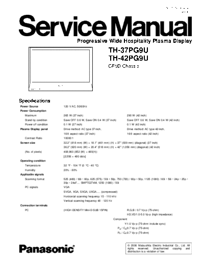 panasonic GP9D TH-37PG9U TH-42PG9U  panasonic PDP GP9D TH-37PG9U TH-42PG9U.pdf