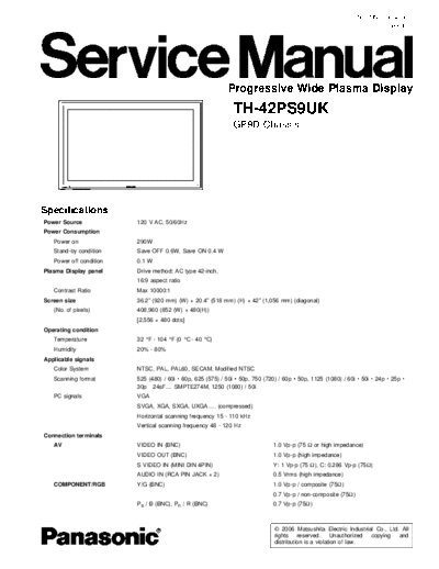 panasonic GP9D TH-42PS9UK  panasonic PDP GP9D TH-42PS9UK.pdf