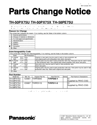 panasonic GP10DHU TH-50PX75U TH-50PX75X TH-58PE75U Parts Change Notice  panasonic PDP GP10DHU TH-50PX75U TH-50PX75X TH-58PE75U Parts Change Notice.pdf