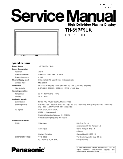 panasonic GPF9D TH-65PF9UK  panasonic PDP GPF9D TH-65PF9UK.pdf