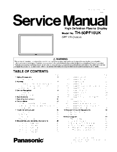 panasonic GPF10D TH-50PF10UK  panasonic PDP GPF10D TH-50PF10UK.pdf