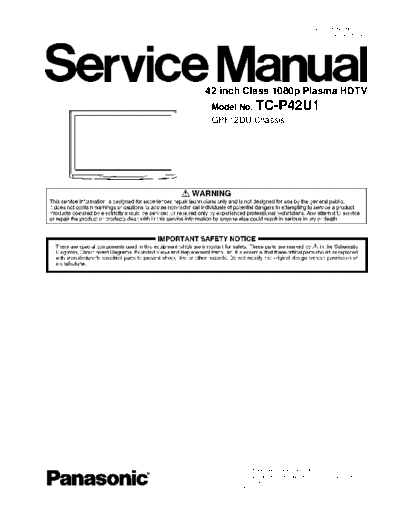 panasonic GPF12DU TC-P42U1  panasonic PDP GPF12DU TC-P42U1.pdf