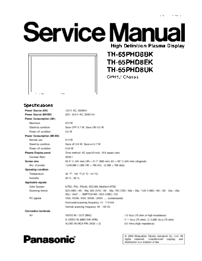 panasonic GPH8D TH-65PHD8BK TH-65PHD8EK TH-65PHD8UK  panasonic PDP GPH8D TH-65PHD8BK TH-65PHD8EK TH-65PHD8UK.pdf