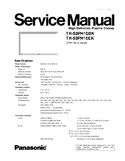 panasonic GPH10D TH-58PH10BK TH-58PH10EK  panasonic PDP GPH10D TH-58PH10BK TH-58PH10EK.pdf