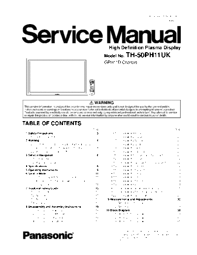 panasonic GPH11D TH-50PH11UK  panasonic PDP GPH11D TH-50PH11UK.pdf