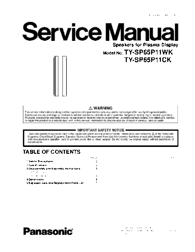 panasonic TY-SP65P11WK TY-SP65P11CK  panasonic PDP TY-SP65P11WK TY-SP65P11CK.pdf