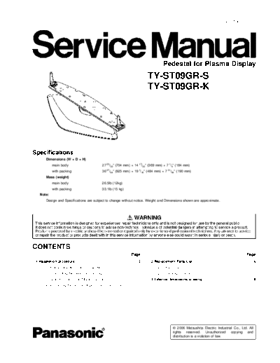 panasonic TY-ST09GR-S TY-ST09GR-K  panasonic PDP TY-ST09GR-S TY-ST09GR-K.pdf
