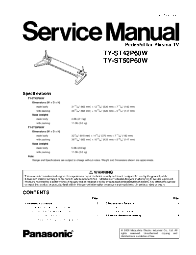 panasonic TY-ST42P60W TY-ST50P60W  panasonic PDP TY-ST42P60W TY-ST50P60W.pdf