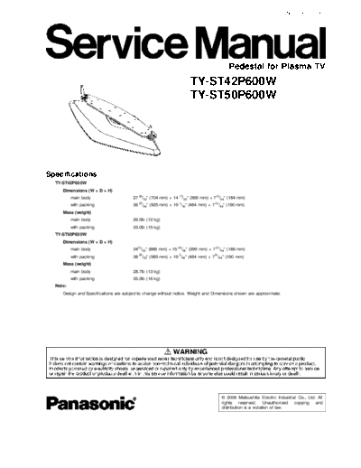 panasonic TY-ST42P600W TY-ST50P600W  panasonic PDP TY-ST42P600W TY-ST50P600W.pdf