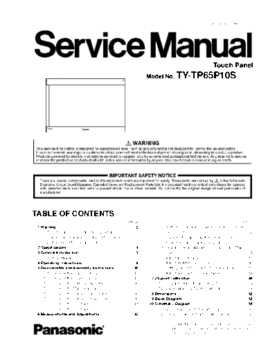 panasonic TY-TP65P10S  panasonic PDP TY-TP65P10S.pdf