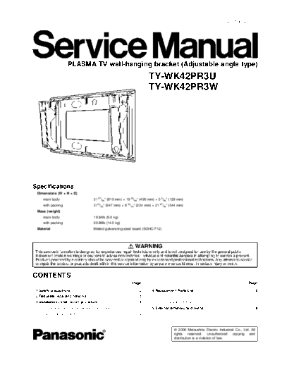 panasonic TY-WK42PR3U TY-WK42PR3W  panasonic PDP TY-WK42PR3U TY-WK42PR3W.pdf