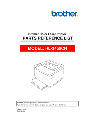 Brother Brother HL-3450cn Parts Manual  Brother HL3450 Brother HL-3450cn Parts Manual.pdf