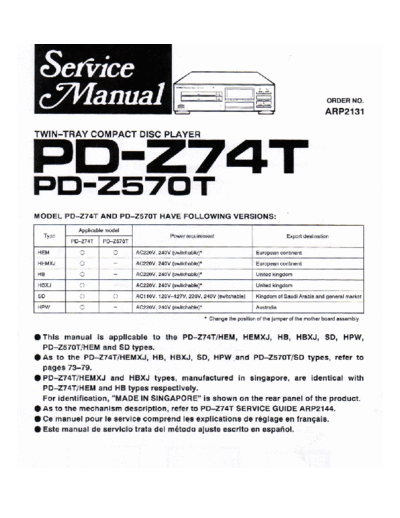 Pioneer hfe   pd-z74t z570t service en  Pioneer CD PD-Z74T hfe_pioneer_pd-z74t_z570t_service_en.pdf