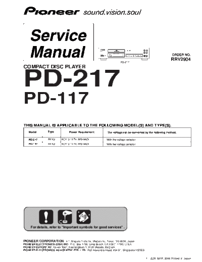 Pioneer hfe   pd-117 217 service rrv2904 en  Pioneer CD PD-117 hfe_pioneer_pd-117_217_service_rrv2904_en.pdf
