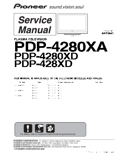 Pioneer pdp-4280xa pdp-4280xd pdp-428xd  Pioneer Plasma TV PDP-4280XA PDP-4280XD PDP-428XD pioneer_pdp-4280xa_pdp-4280xd_pdp-428xd.pdf