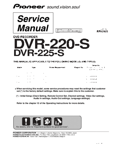 Pioneer hfe   dvr-220 225 s service rrv2925 en  Pioneer DVD DVR-225 hfe_pioneer_dvr-220_225_s_service_rrv2925_en.pdf