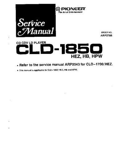 Pioneer hfe   cld-1850 service  Pioneer Laser Disk CLD-1700 hfe_pioneer_cld-1850_service.pdf