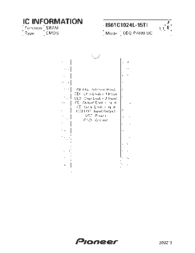 Pioneer IS61C1024L-15TI  Pioneer DVD pioneer cd IC_pdf IS61C1024L-15TI.pdf