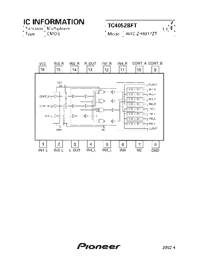 Pioneer TC4052BFT  Pioneer DVD pioneer cd IC_pdf TC4052BFT.pdf