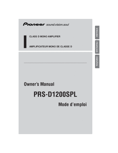Pioneer prsd1200spl  premier amplifier  Pioneer Car Audio PRS-D1200SPL prsd1200spl__premier_amplifier.pdf