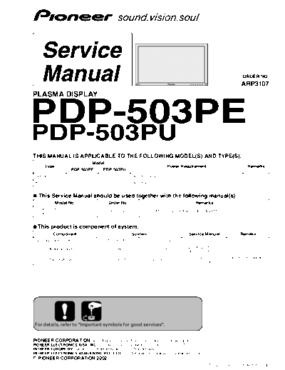 Pioneer pdp503pe service manual  Pioneer Plasma TV PDP-503 pioneer_pdp503pe_service_manual.pdf