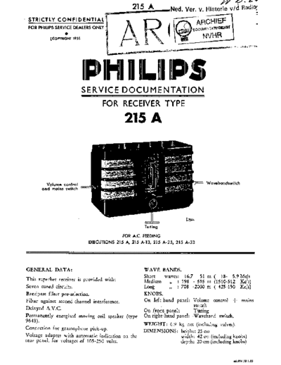 Philips Philips 215A  Philips Historische Radios 216A Philips_215A.pdf