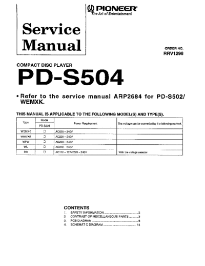 Pioneer hfe pioneer pd-s504 service  Pioneer CD PD-S504 hfe_pioneer_pd-s504_service.pdf