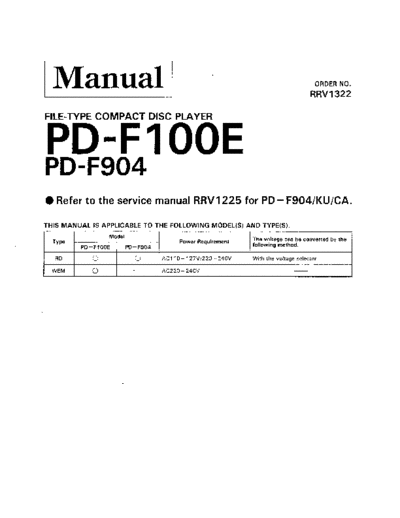 Pioneer hfe pioneer pd-f904 f100e service  Pioneer CD PD-F100E hfe_pioneer_pd-f904_f100e_service.pdf