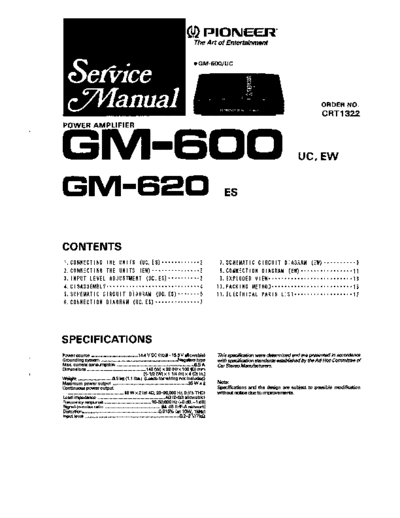 Pioneer hfe   gm-600 620 service  Pioneer Car Audio GM-600 hfe_pioneer_gm-600_620_service.pdf