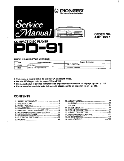 Pioneer hfe pioneer pd-91 service  Pioneer CD PD-91 hfe_pioneer_pd-91_service.pdf