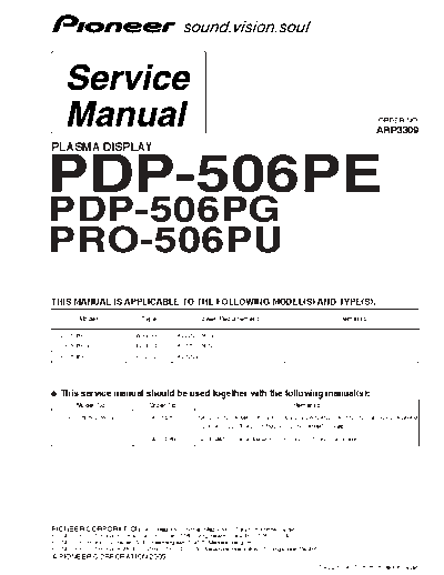 Pioneer PDP-506PE PG PU (ARP3309)  Pioneer Plasma TV PDP-506PE, PDP-506PU PDP-506PE_PG_PU (ARP3309).pdf