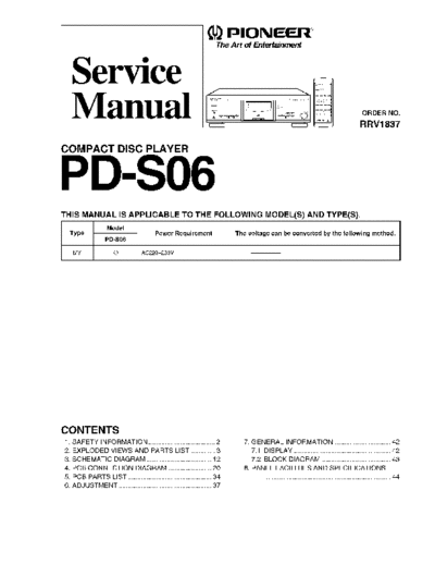 Pioneer hfe   pd-s06 service  Pioneer CD PD-S06 hfe_pioneer_pd-s06_service.pdf