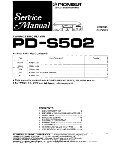 Pioneer hfe pioneer pd-s502 service  Pioneer CD PD-S502 hfe_pioneer_pd-s502_service.pdf