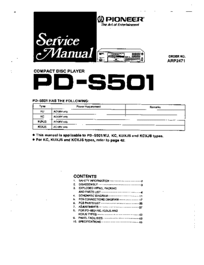 Pioneer hfe pioneer pd-s501 service  Pioneer CD PD-S501 hfe_pioneer_pd-s501_service.pdf
