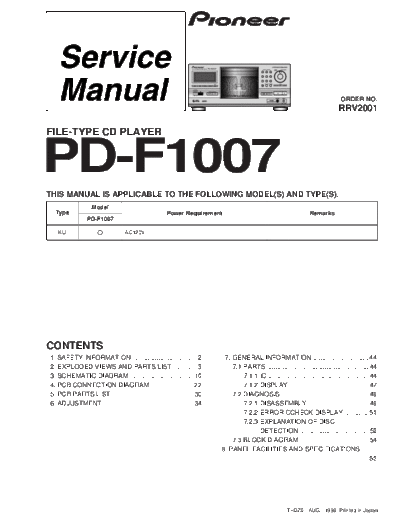 Pioneer hfe   pd-f1007 rrv2001 service en  Pioneer CD PD-F1007 hfe_pioneer_pd-f1007_rrv2001_service_en.pdf