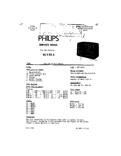 Philips B4X69A  Philips Historische Radios B4X69A B4X69A.pdf