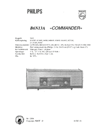 Philips b6n13a commander-s  Philips Historische Radios B6N13A Philips b6n13a commander-s.pdf