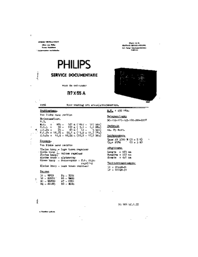 Philips B7X65A  Philips Historische Radios B7X65A B7X65A.pdf